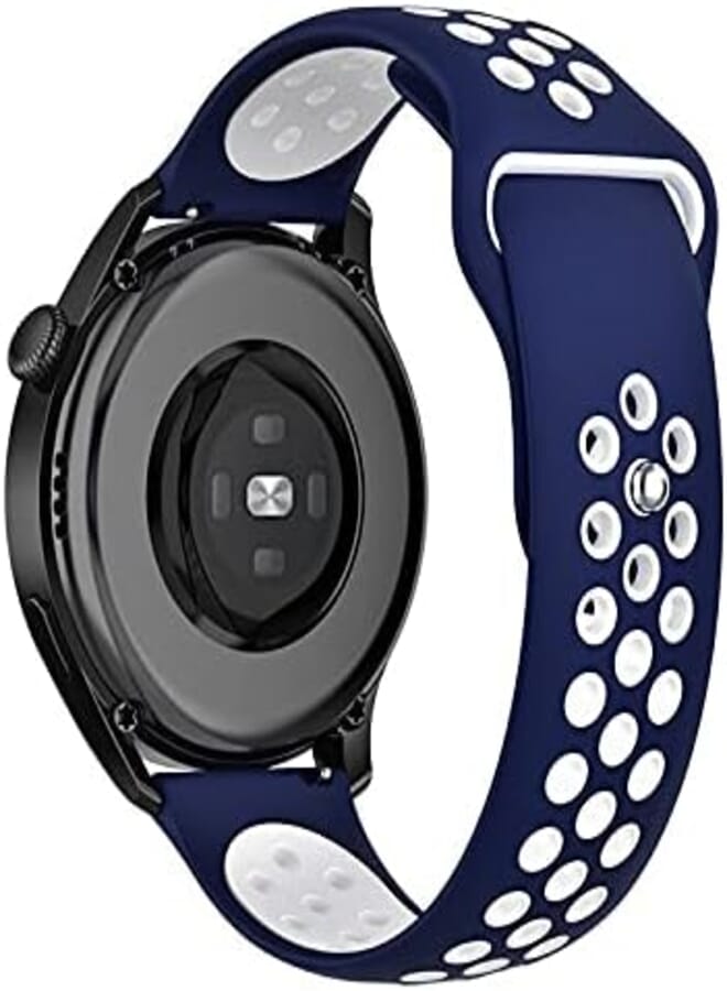 CoolCat 20mm Unisex Silicone Strap for Samsung Galaxy Watch 4,3, Active 3,2, Gear Sport (41mm, 40mm, 44mm, Blue, White)
